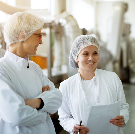 factory workers in dairy plant